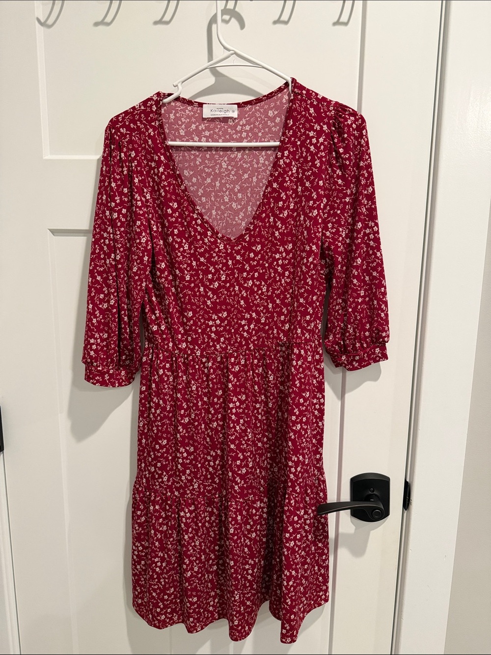 Kori Burgundy Floral V-Neck Tiered Sundress